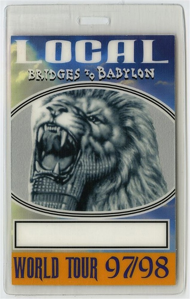 Rolling Stones 1997 Laminated Backstage Pass Bridges Babylon Tour Large