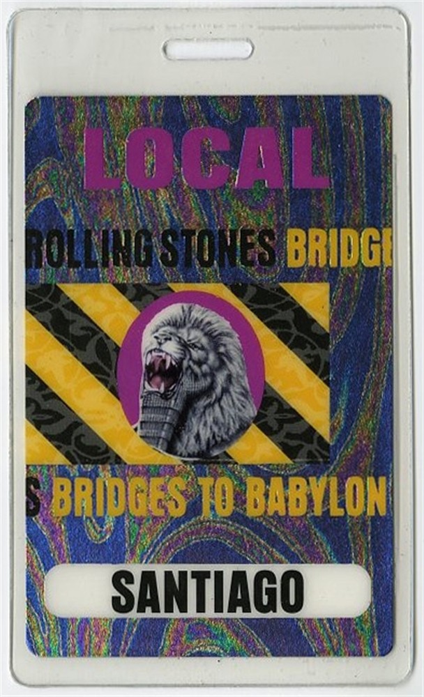 Rolling Stones 1997 Laminated Backstage Pass Bridges to Babylon Tour