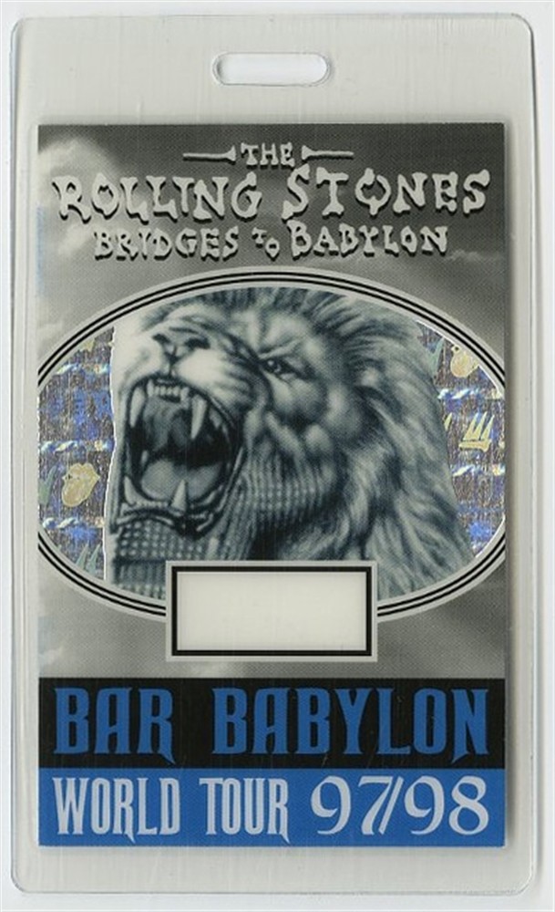 Rolling Stones 1997 Laminated Backstage Pass Bridges to Babylon Tour