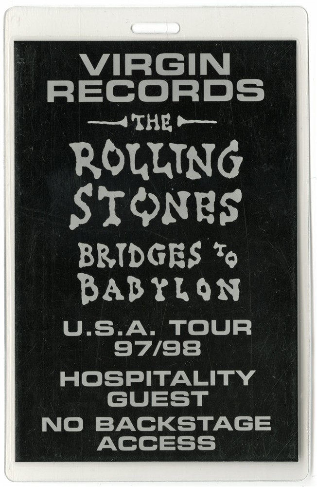 Rolling Stones 1997 Laminated Backstage Pass Bridges to Babylon Tour