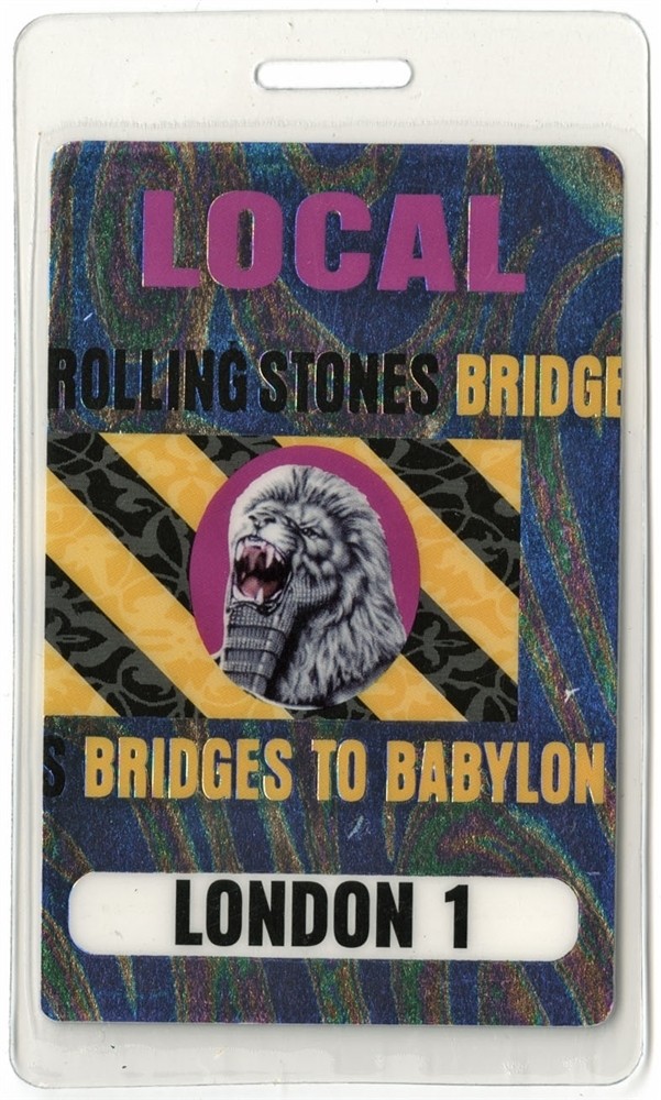 Rolling Stones 1997 Laminated Backstage Pass Bridges to Babylon Tour