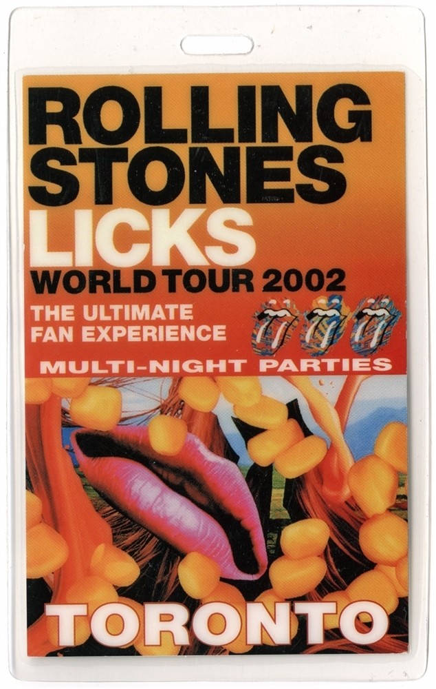 Rolling Stones 2002 Licks Toronto Concert Tour VIP Laminated Backstage Pass