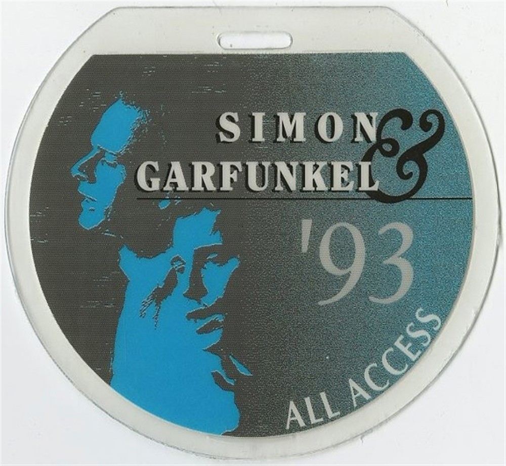 Simon & Garfunkel 1993 Concert Tour Laminated Backstage Pass