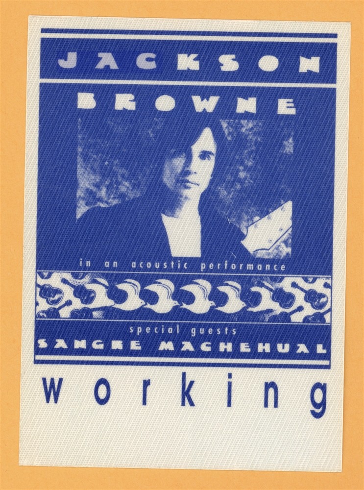 Jackson Browne 1987 Acoustic Concert Tour WORKING Backstage Pass
