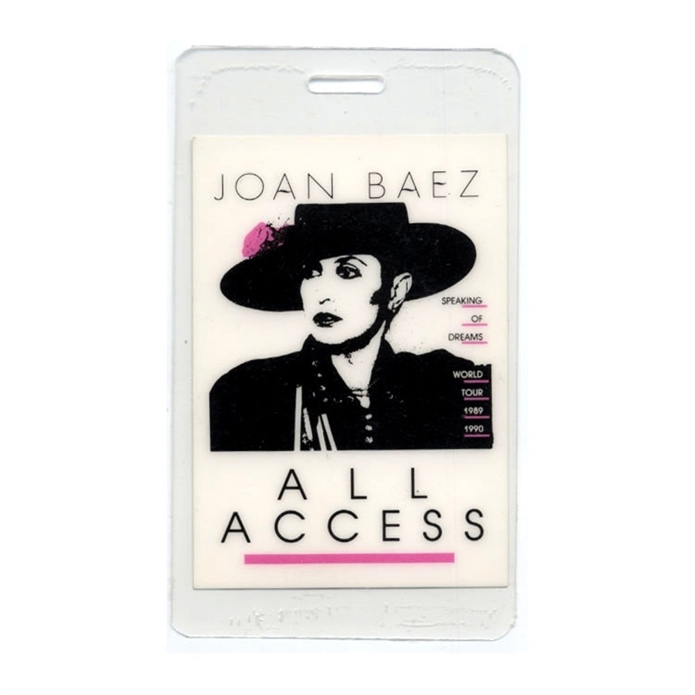 Joan Baez 1989 Speaking of Dreams Tour All Access Laminated Backstage Pass