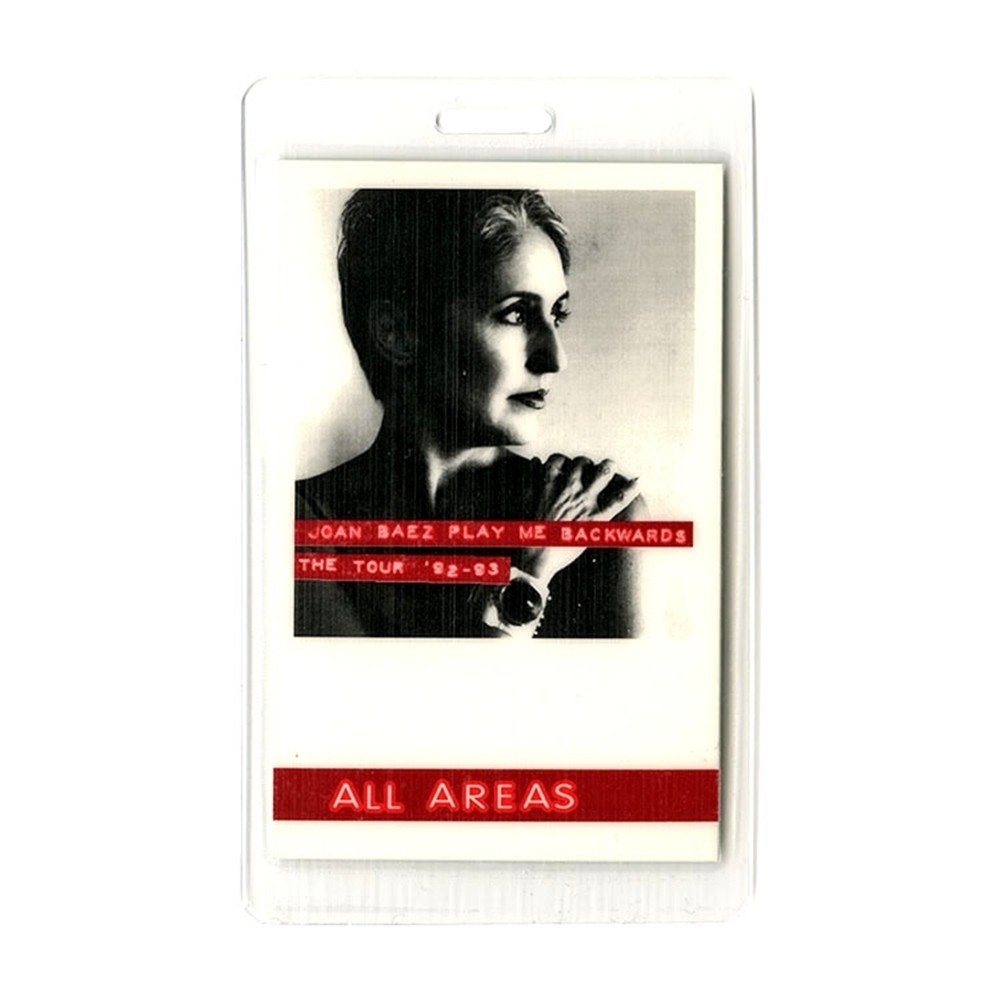 Joan Baez All Access Laminated Backstage Pass - 1992 Play Me Backwards Tour
