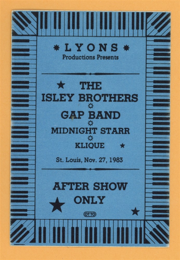 Isley Brothers 1983 Between The Sheets Concert Tour AFTER SHOW Backstage Pass