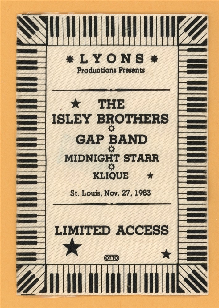 Isley Brothers 1983 Between The Sheets Concert Tour Backstage Pass