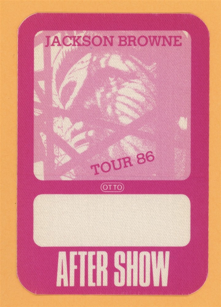 Jackson Browne 1986 Lives In The Balance Concert Tour AFTER SHOW Backstage Pass