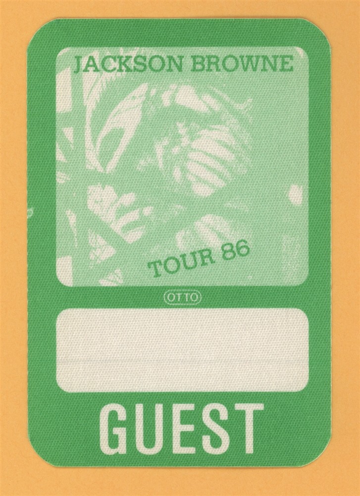 Jackson Browne 1986 Lives In The Balance Concert Tour GUEST Backstage Pass