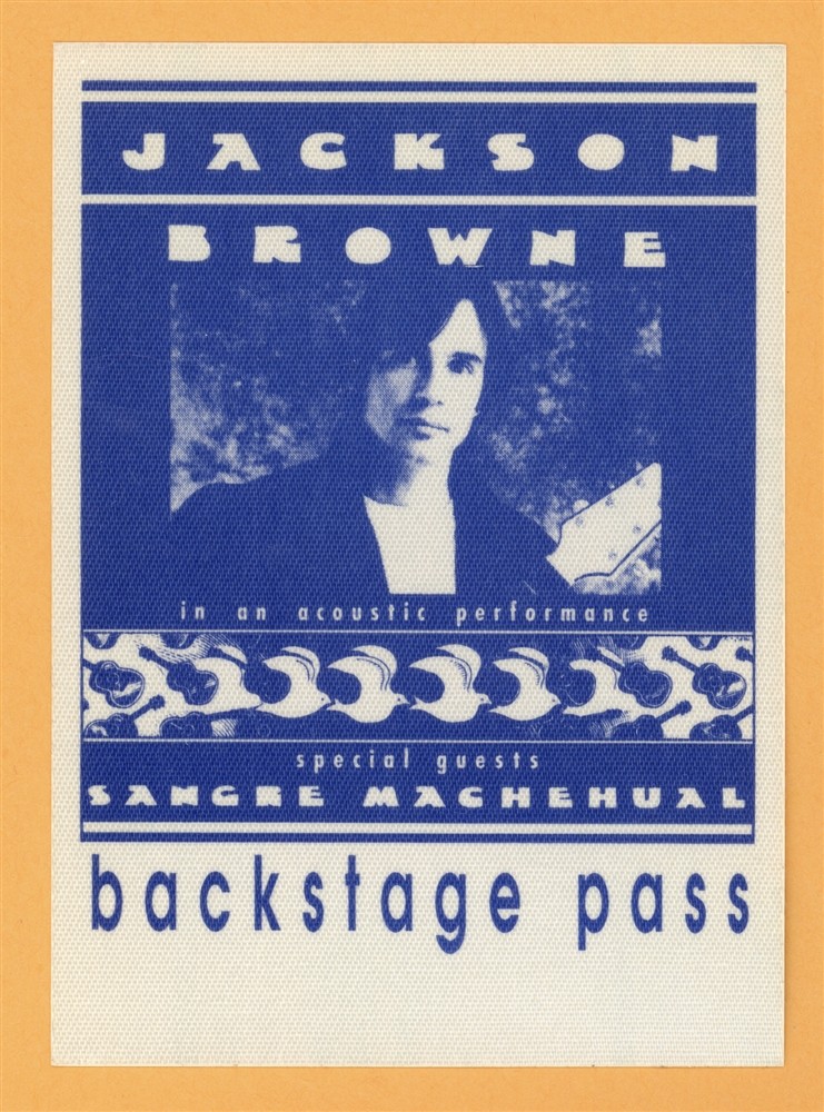 Jackson Browne 1987 Acoustic Concert Tour Backstage Pass