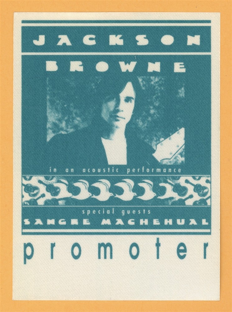 Jackson Browne 1987 Acoustic Concert Tour PROMOTER Backstage Pass