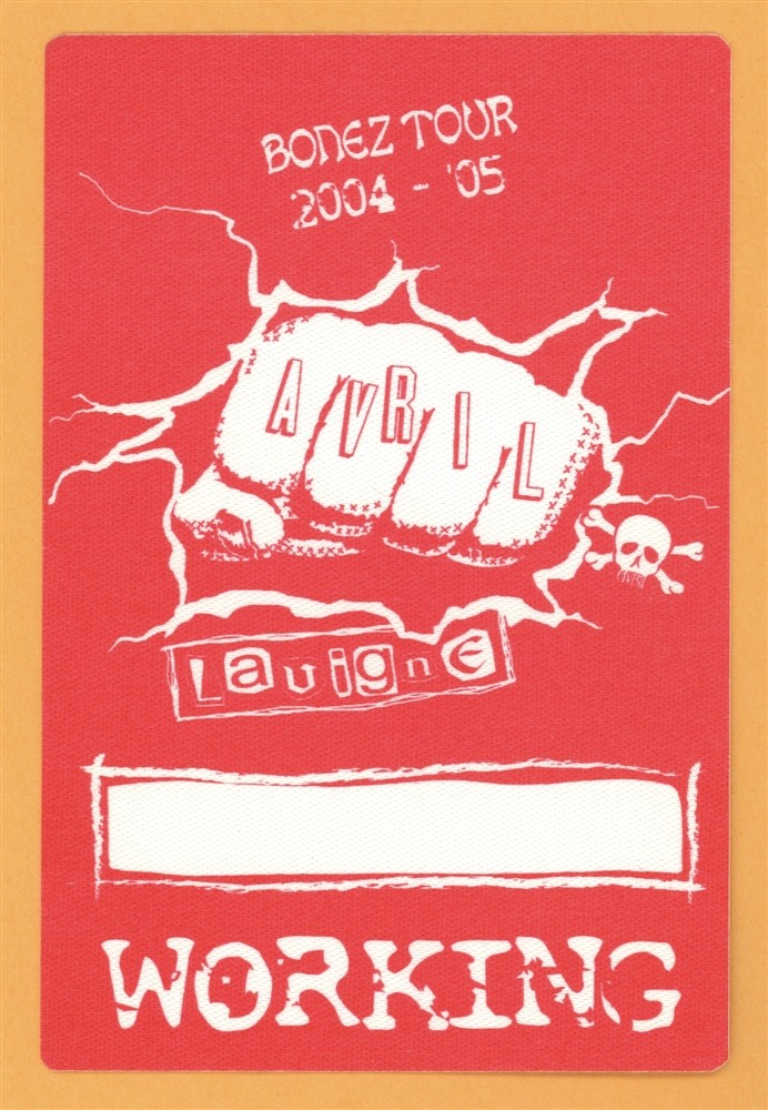 Avril Lavigne 2004 Bonez Concert Tour WORKING Backstage Pass