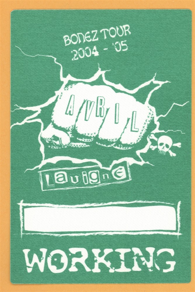 Avril Lavigne 2004 Bonez Concert Tour WORKING Backstage Pass