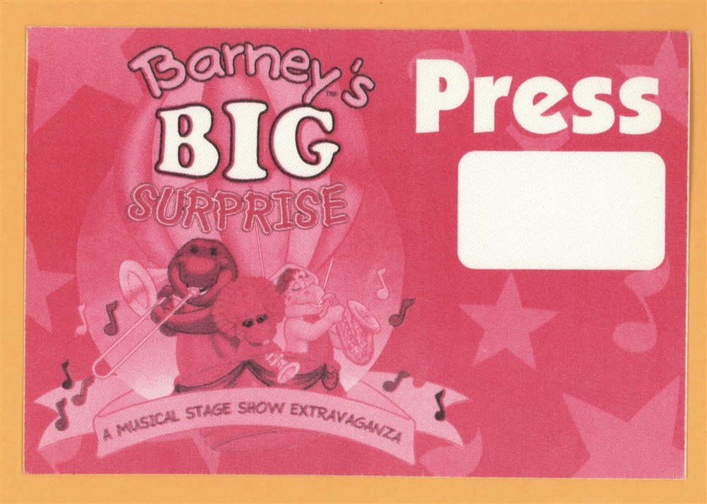 Barney's BIG Surprise 1997 Concert Tour PRESS Backstage Pass