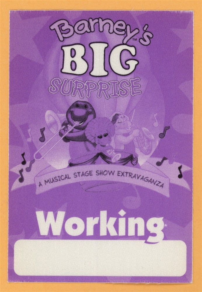 Barney's BIG Surprise 1997 Concert Tour WORKING Backstage Pass