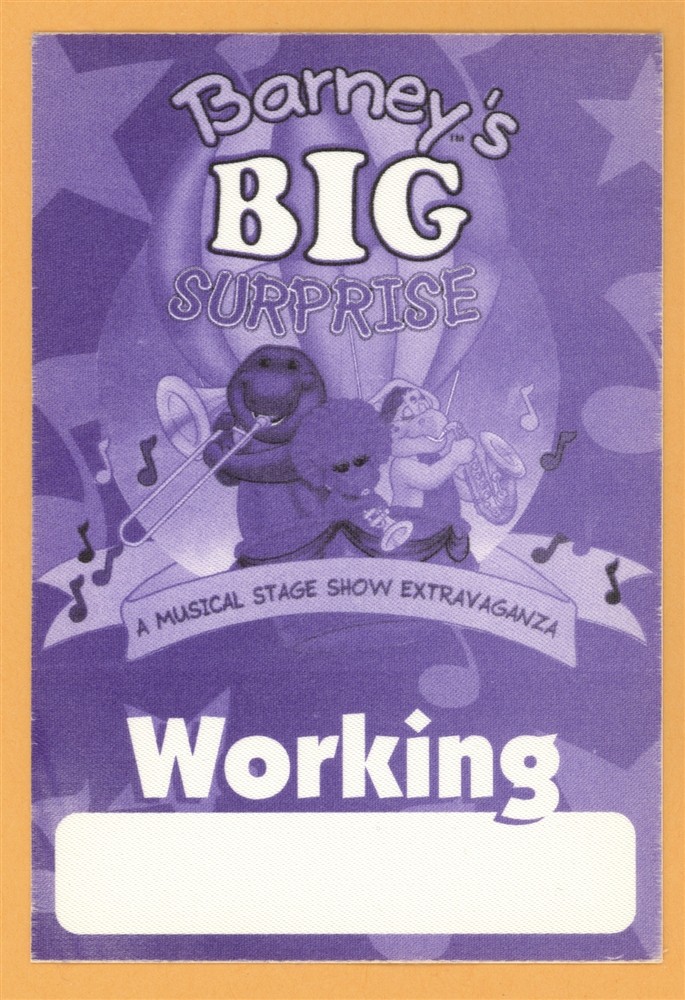 Barney's BIG Surprise 1997 Concert Tour WORKING Backstage Pass
