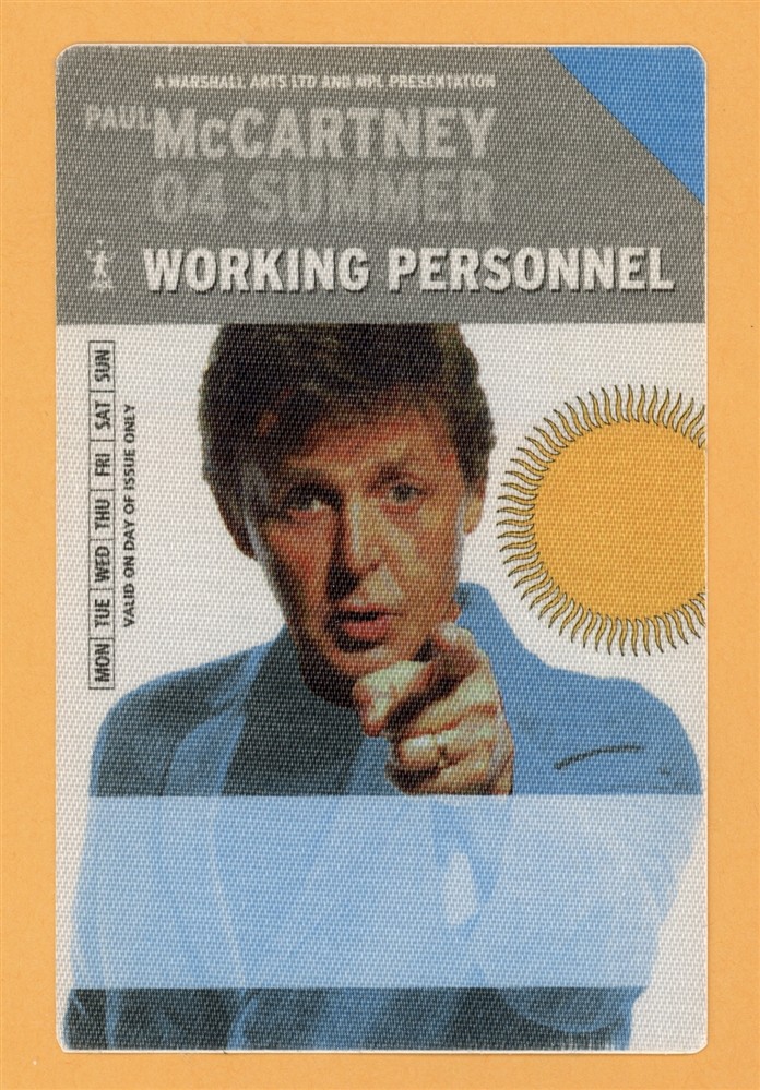 Paul McCartney 2004 Summer Concert Tour Working Backstage Pass