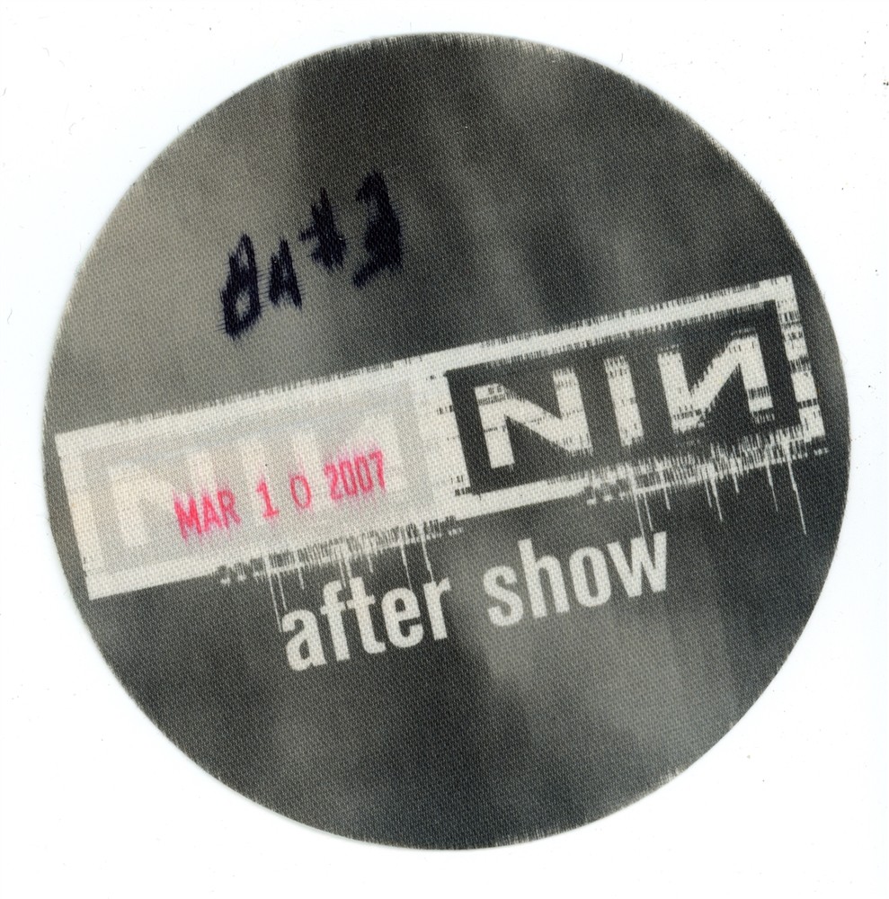 Nine Inch Nails 2007 Concert Tour After Show Backstage Pass