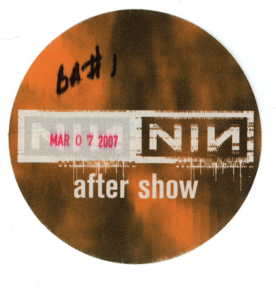 Nine Inch Nails 2007 Concert Tour After Show Backstage Pass