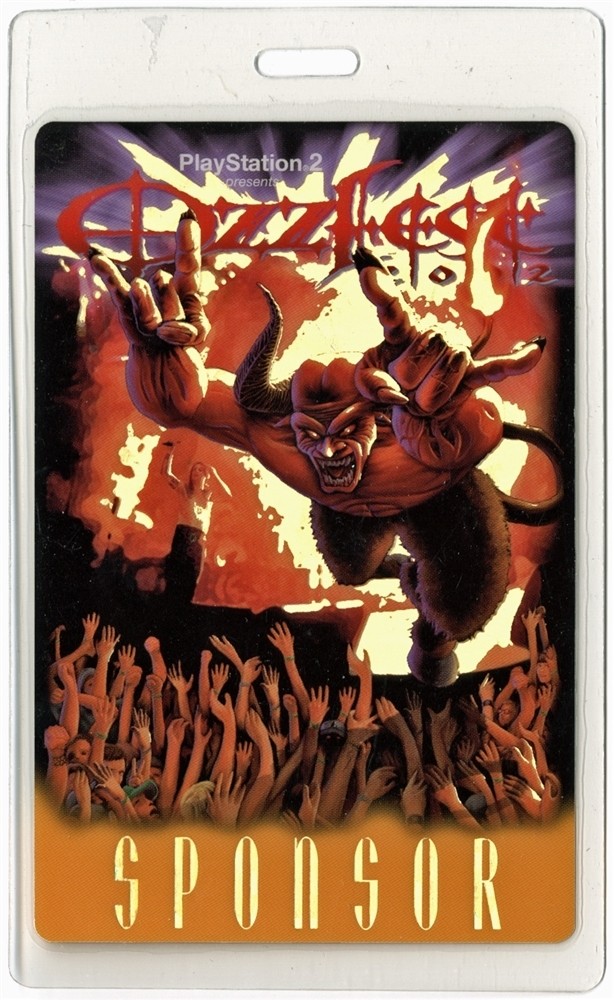 Ozzfest 2002 Laminated Backstage Pass Ozzy Osbourne System of a Down Rob Zombie