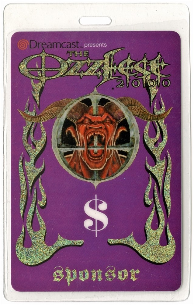 Pantera 2000 Ozzfest Tour gold Foil Laminated Backstage Pass Ozzy Osbourne