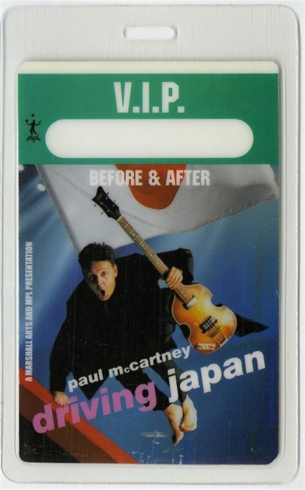 Paul McCartney 2002 Driving Rain Tour VIP Laminated Backstage Pass