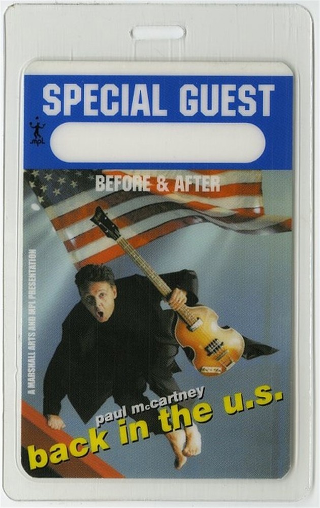 Paul McCartney Guest Laminated Backstage Pass - 2002 Back in the U.S. Tour