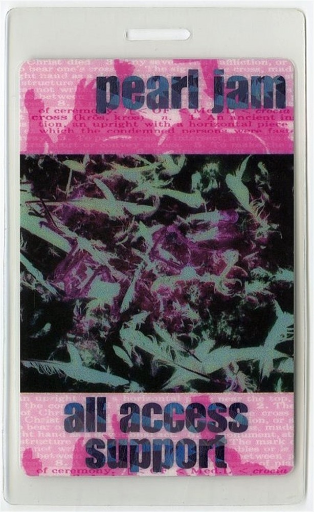 Pearl Jam 1998 Yield Concert Tour All Access Laminated Backstage Pass