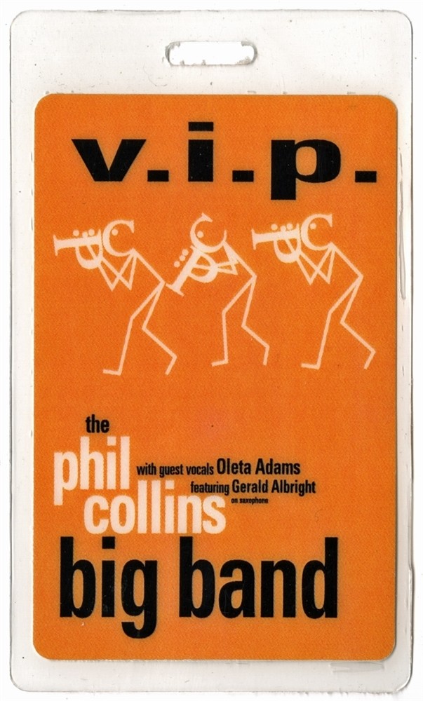 Phil Collins 1998 Concert Tour Big VIP Laminated Backstage Pass
