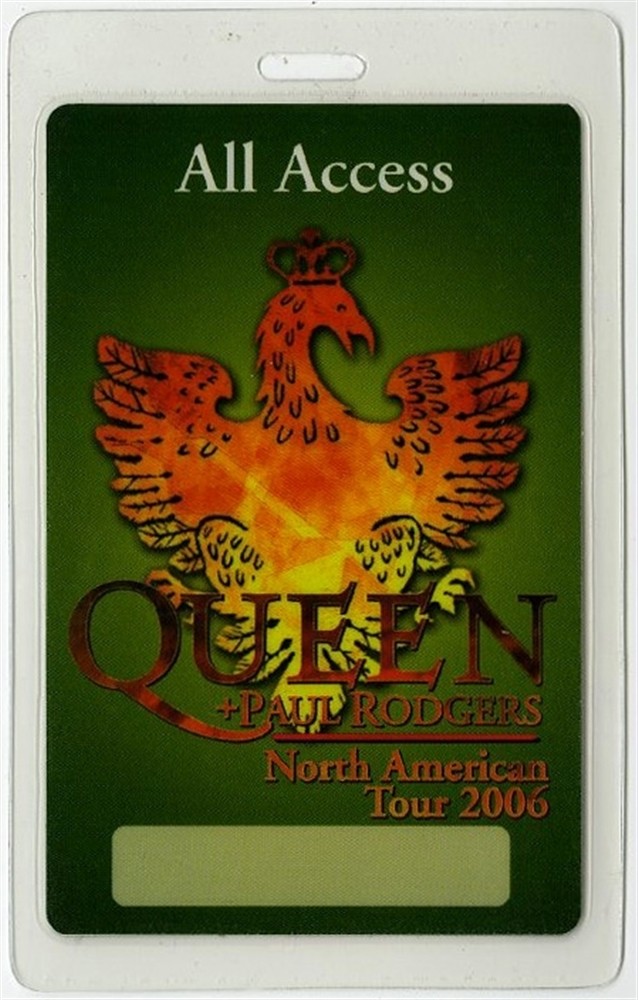 Queen 2006 Concert Tour Laminated Backstage Pass Paul Rodgers AA