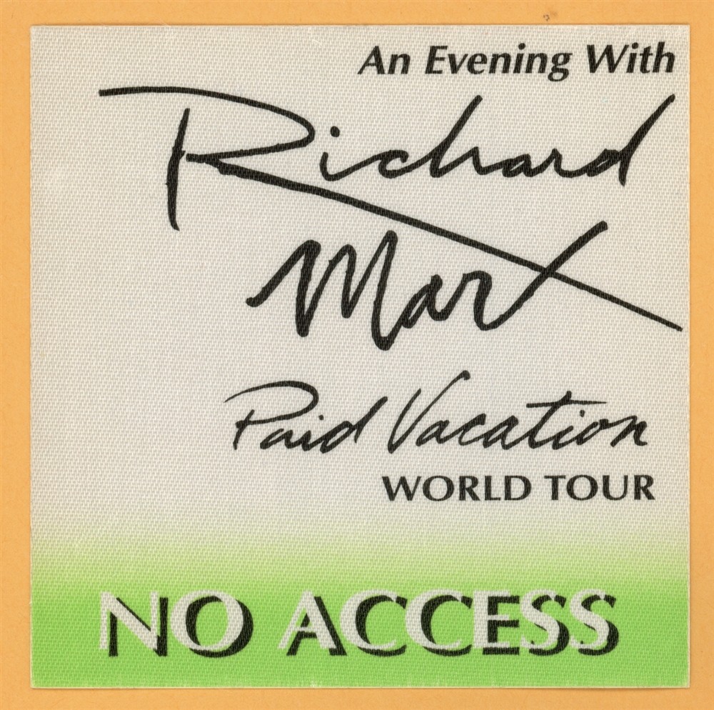Richard Marx 1994 Paid Vacation Concert Tour NO ACCESS Backstage Pass