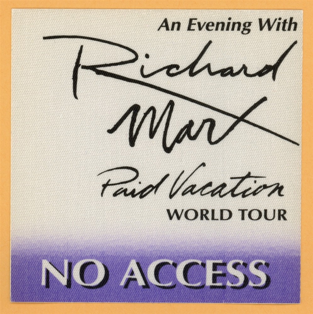 Richard Marx 1994 Paid Vacation Concert Tour NO ACCESS Backstage Pass