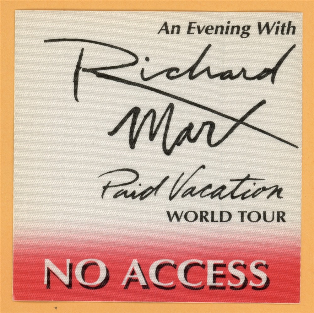 Richard Marx 1994 Paid Vacation Concert Tour NO ACCESS Backstage Pass