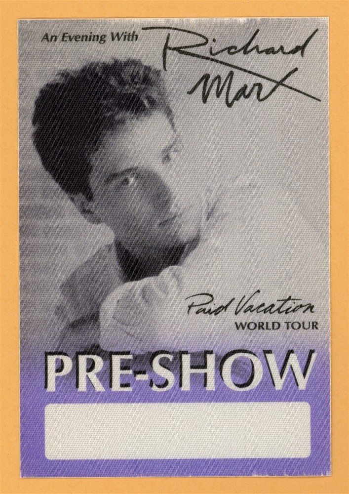 Richard Marx 1994 Paid Vacation Concert Tour PRE SHOW Backstage Pass
