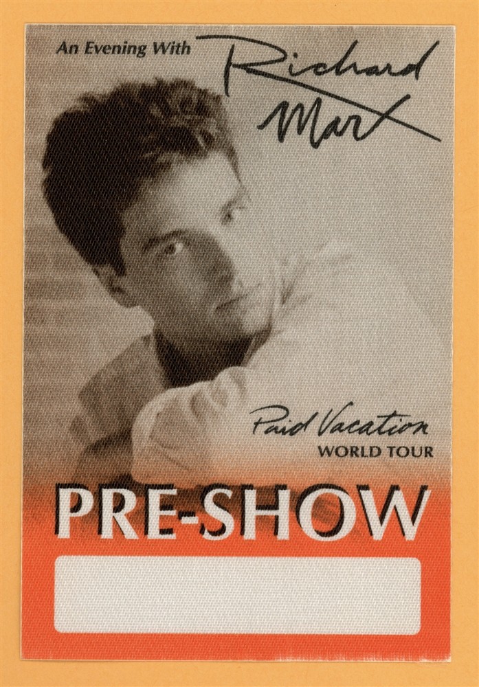 Richard Marx 1994 Paid Vacation Concert Tour PRE SHOW Backstage Pass