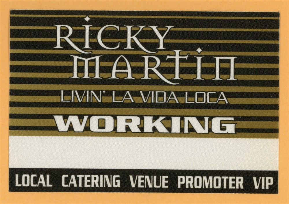 Ricky Martin 2000 Livin La Vida Loca Concert Tour Working Backstage Pass