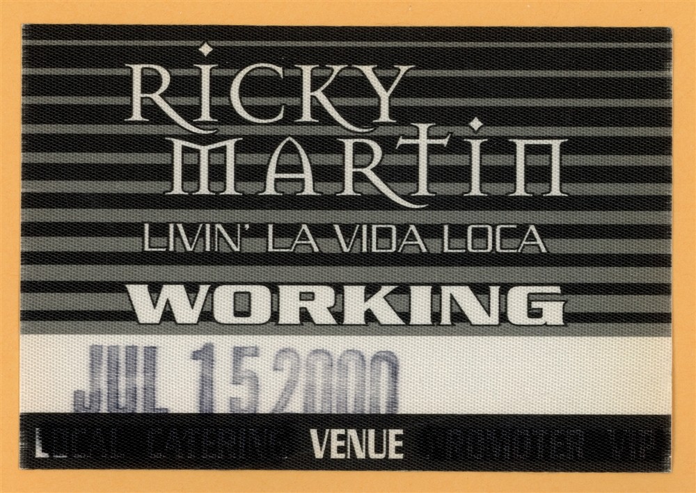 Ricky Martin 2000 Livin La Vida Loca Concert Tour Working Backstage Pass