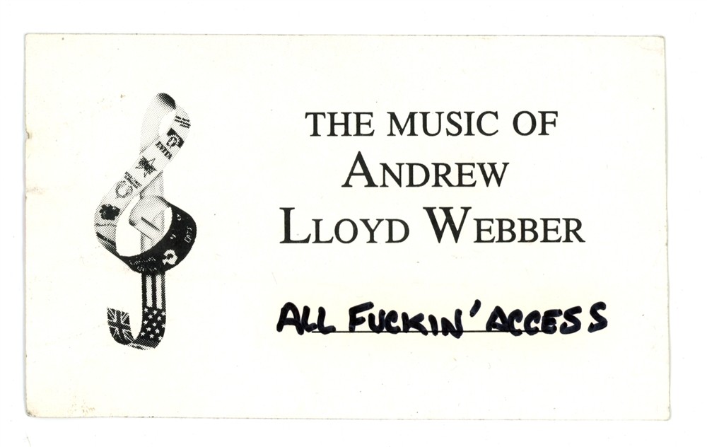 The Music of Andrew Lloyd Webber Original Backstage Pass Cardstock
