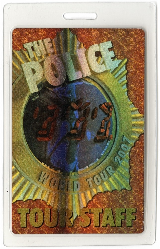 The Police 2007 Reunion Concert Tour Staff Foil Laminated Backstage Pass