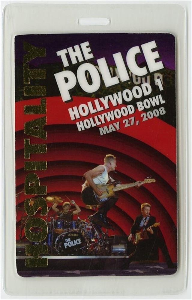 The Police 2008 Laminated Backstage Pass Reunion Tour Hollywood Bowl