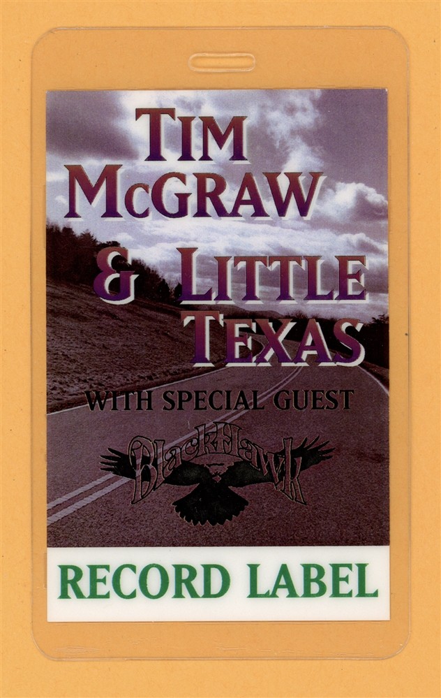 Tim McGraw Little Texas All Access Backstage Laminated Pass - Tour Record Label