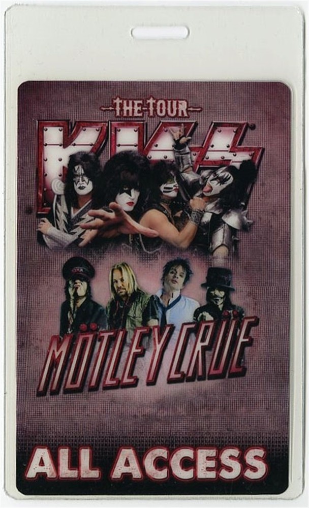 KISS 2012 Monster Tour w/Motley Crue All Access Foil Laminated Backstage Pass