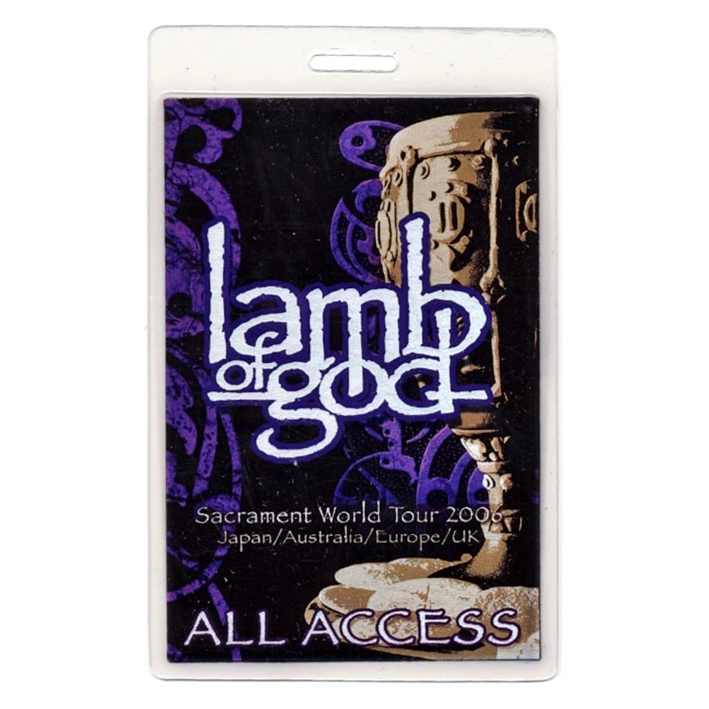 Lamb of God 2006 Sacrament Concert Tour All Access Foil Laminated Backstage Pass