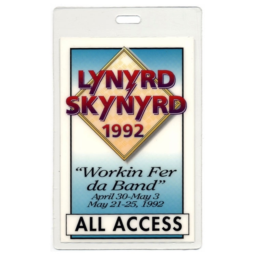 Lynyrd Skynyrd 1992 Concert Tour All Access Laminated Backstage Pass