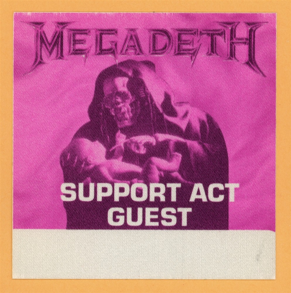 Megadeth 1994 Youthanasia Concert Tour Support Act Backstage Pass