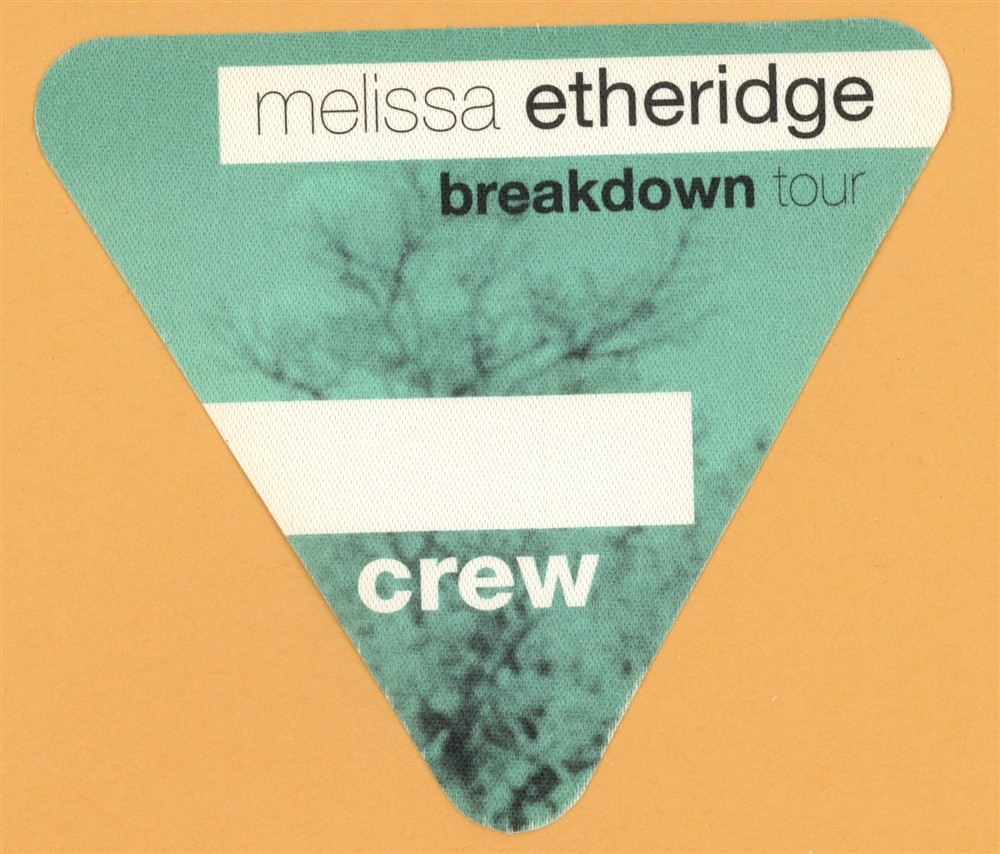 Melissa Etheridge 1999 Breakdown Concert Tour Crew Backstage Pass