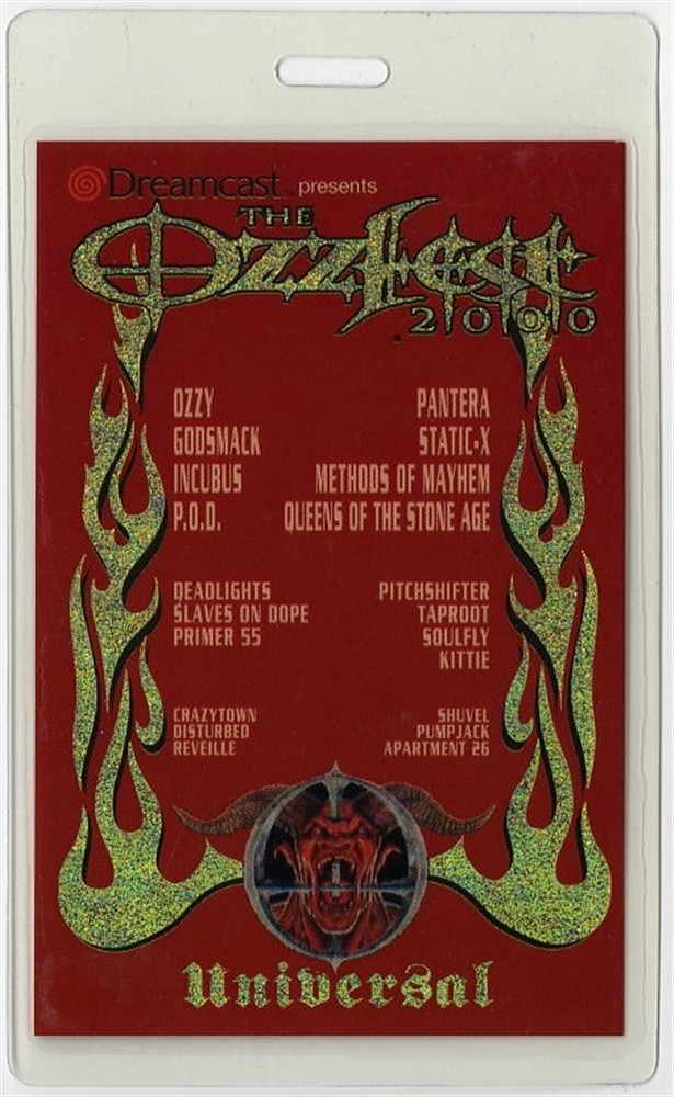 Ozzfest 2000 Laminated Backstage Pass Ozzy Osbourne Pantera Godsmack Static-X