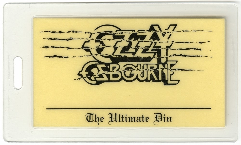 Ozzy Osbourne 1986 Ultimate Sin Concert Tour Laminated Backstage Pass
