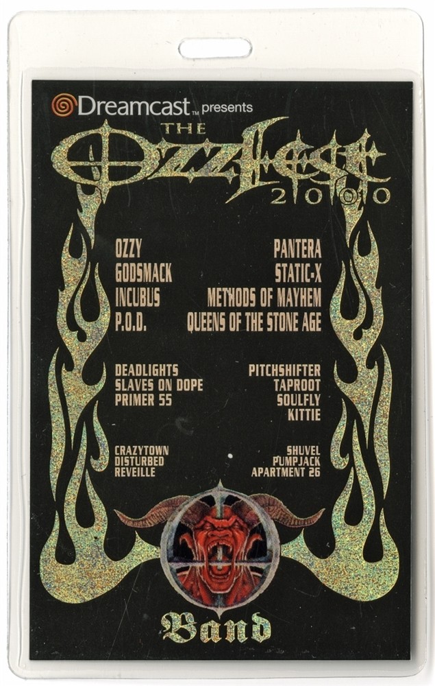 Pantera 2000 Ozzfest w/ Ozzy Osbourne Concert Tour Foil Laminated Backstage Pass